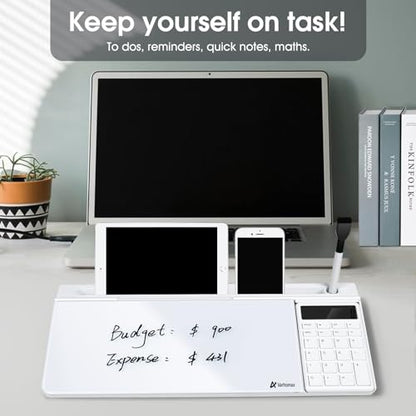 Varhomax Glass Desk Whiteboard with Calculator - color: Calculator-white