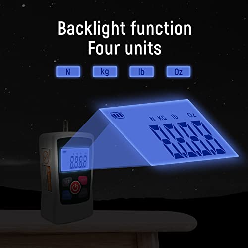 50N Digital Force Gauge Push and Pull Tester Meter with 4 Measurement Units N Kg Lb Oz, Automatic Backlight, Buzzer Alarm Function,1% Accuracy - size: 50N