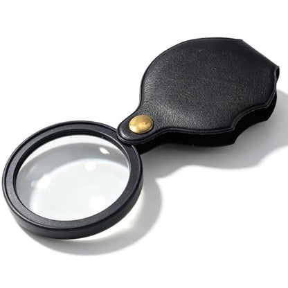 10X Pocket Magnifier Glass, Rotating Magnifying Lens, Black, 1pc