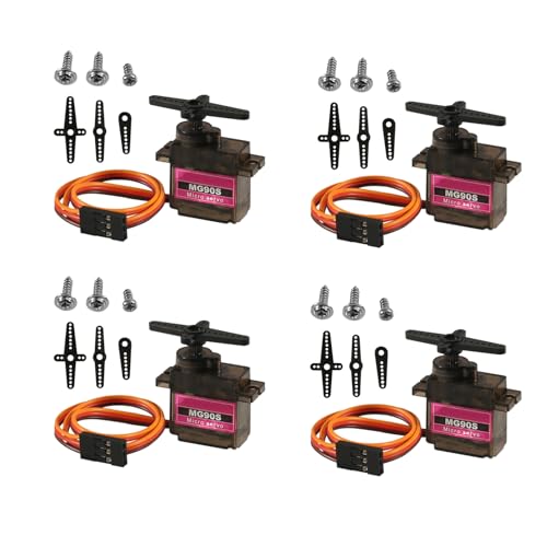 4Pcs MG90S Micro Servo Motor 9G Servo Geared Micro RC Servo Motor Smart Robot 360 Degree Compatible with Raspberry Pi Project Car Helicopter Airplane Boat