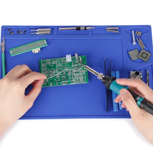 YIHUA M150 Heat-resistant Soldering Mat with Multiple Storage Slots, Built-in Ruler, Bendable Soft Silicone Soldering Mat, Dimensions 12.99 * 8.23 * 0.12 inches (330 * 209 * 3mm) - size: 12.99 in × 8.23 in