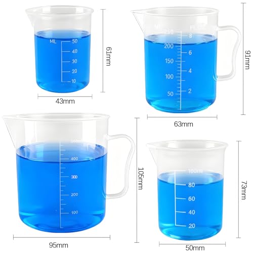 TISMART Plastic Beaker 4 Pack Measuring Cup Set