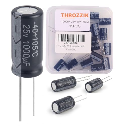 1000uF 25V 10 * 17mm 15pcs Electrolytic Capacitor 1000 uF MFD 25 Volt 0.39 * 0.67in Aluminum Capacitors - size: 1000uF 25V 10*17MM
