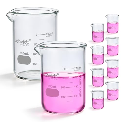 10pcs 250ml 3.3 Borosilicate Glass Thick Beakers, LVA025 - style: 10pcs of Vol.250ml