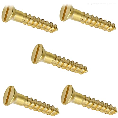 Slotted Flat Head Wood Screw Kit Hardware Solid Commercial Brass, 25 Pack