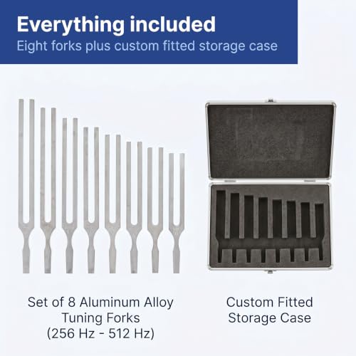 United Scientific™ Tuning Fork Set, 8 Aluminum Forks 256-512 Hz with Case