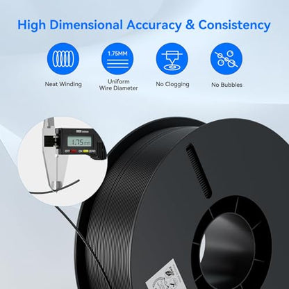Creality PLA Filament 1.75mm Multi‑Color, 4‑Pack, 4KG Total - color: Black+white+grey+red, size: 4kg