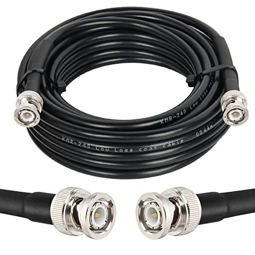 MOOKEERF BNC Cable 20ft,Low Loss KMR240 BNC Male to Male Coax Cable 50 Ohm for for Ham Radio, Network Analyzer, Modem, Oscilloscope, Signal Generator, Attenuator - size: 20FT