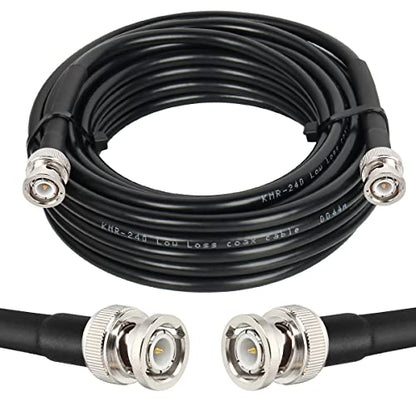 MOOKEERF BNC Cable 20ft,Low Loss KMR240 BNC Male to Male Coax Cable 50 Ohm for for Ham Radio, Network Analyzer, Modem, Oscilloscope, Signal Generator, Attenuator - size: 20FT