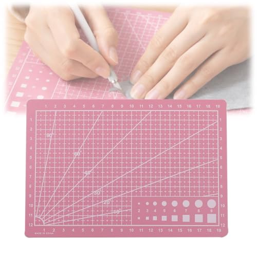 A5 Self-Healing Cutting Mat, Double-Sided Craft Mat with Grid Lines, Precision Rotary Cutting Board for Office Desk, Art Craft, Sewing, Hobby, and DIY Projects ﻿ (Pink) - color: Pink