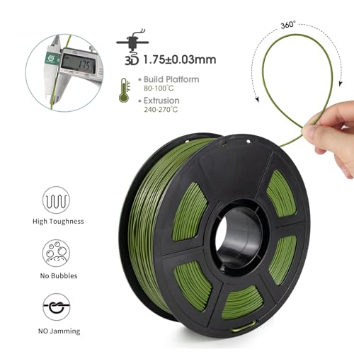 iSANMATE ASA Filament 1.75mm Army Green 1KG, UV & Weather Resistant 3D Printer Filament Perfect for Outdoor Functional Parts, Dimensional Accuracy +/- 0.02mm, 1kg Spool (2.2lbs) - color: Army Green