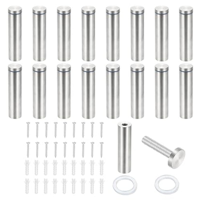 PATIKIL 1x3.9" Standoff Screws, 16 Pack Stainless Steel Stand Off Wall Mounts Wall Sign Mounting Hardware Advertising Standoff Nail for Hanging Acrylic Signs Picture Frame, Silver - size: 1x3.9"