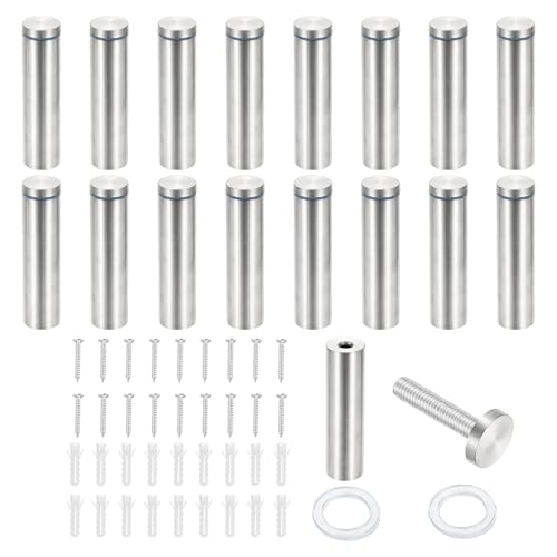PATIKIL 1x3.9" Standoff Screws, 16 Pack Stainless Steel Stand Off Wall Mounts Wall Sign Mounting Hardware Advertising Standoff Nail for Hanging Acrylic Signs Picture Frame, Silver - size: 1x3.9"