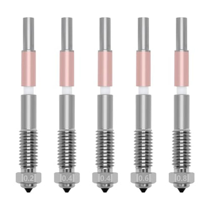 5PCS Bimetal Nozzle for QIDI Q2/Q2C, Quick-Swap Integrated Ceramic Throat Tube Hardened Steel Nozzle All-Metal HighTemperature Resistant Hotend 0.2/0.4/0.6/0.8mm Nozzles for QIDI Q2 3D Printer - style: 5PCS Muilt Size Nozzle