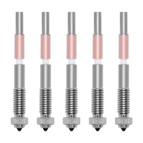 5PCS Bimetal Nozzle for QIDI Q2/Q2C, Quick-Swap Integrated Ceramic Throat Tube Hardened Steel Nozzle All-Metal HighTemperature Resistant Hotend 0.2/0.4/0.6/0.8mm Nozzles for QIDI Q2 3D Printer - style: 5PCS Muilt Size Nozzle
