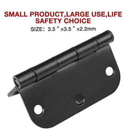 TDCHINGES 3 1/2" Matte Black Door Hinges 3.5 Inch Rounded Flat 18 Pack - color: Matte Black, size: 18 Pack