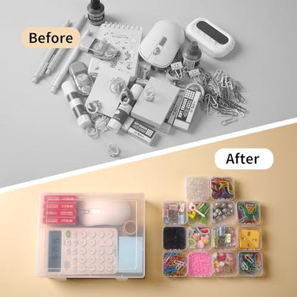 30Pcs Small Clear Plastic Bead Organizer Box with Hinged Lids&Labels Clear