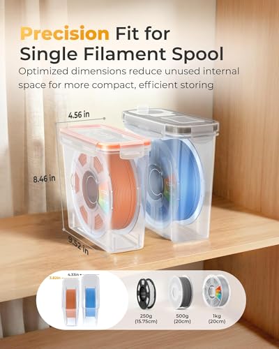 YOOPAI Pro Filament Storage Box – Precision-Fit Airtight Container for Single 1KG Spools, Flat-Lid Design for Stable Stacking, Premium Desiccant Moisture Control, 3D Printer Filament Storage 6 Pack