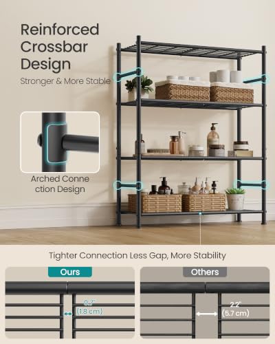 SONGMICS 4-Tier Storage Shelves, 11.8 x 31.5 x 43.7 inch - size: 31.5"W, style: 4-Tier