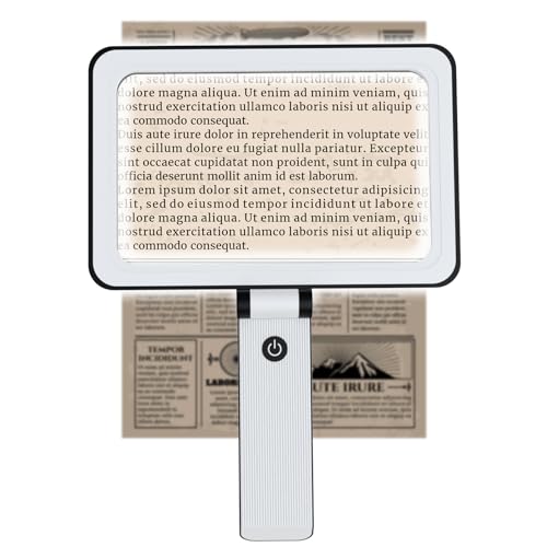 5X Magnifying Glass with Light,Foldable Acrylic Lenses Handheld Magnifying Glass,Lightweight Rectangular Magnifier for Seniors Reading、Close Work、Observe The Stamps - style: Magnifying glass without base