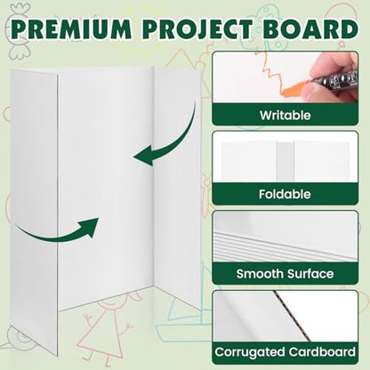 10 Pack White Trifold Poster Board, 36in x 48in Corrugated Project Board - size: 36''x48''-10P