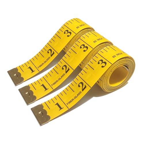 3 Pack Tape Measure Body Measuring Tape, Soft Measuring Tape for Body Weight Loss Sewing Cloth Measurement, 60 Inch Double Scale Tailor Ruler for Medical Measurement Nursing Craft (Yellow) - color: Yellow