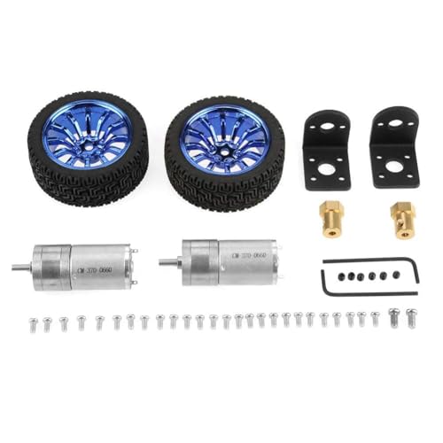 Encoder Motor Set,DC 6V 280RPM 25GA370 Encoder Motor Set 4mm Shaft DC Gear Motor with Mounting Bracket 65mm Wheel Kits for Smart Car Robot DIY