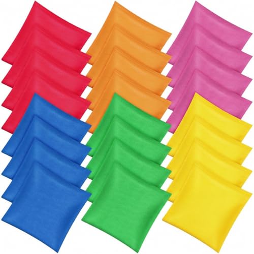 Foilswirl 36 Pcs 5" X 5" Nylon Bean Bags Bulk for Tossing, Multiple Colors - color: Vivid Color, size: 5" X 5"