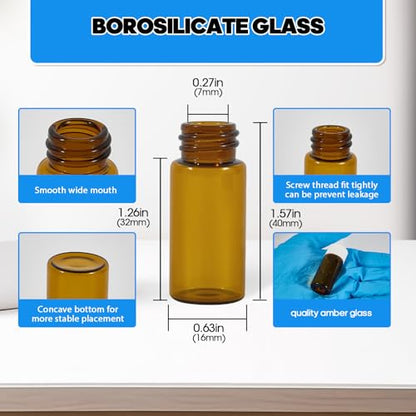 12PCS 4ml Amber Glass Small Vials with White Screw Caps & Plastic Stoppers - color: AMBER, size: 4ml