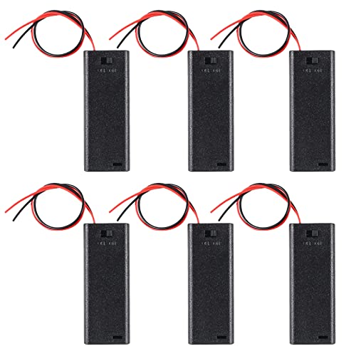 6PCS AAA Battery Holders 2 x 1.5V AAA Battery Case Holder with Wire Leads and Back Cover(2 Slots x 1.5V)