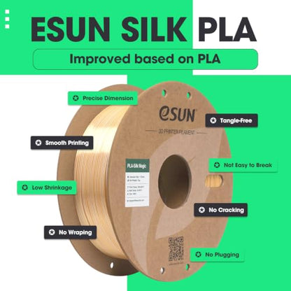 eSUN Silk PLA 3D Printer Filament 1.75mm Gold Silver Dual Color Filament - color: Gold Silver