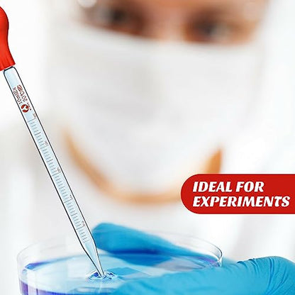 Weewooday 8 Pcs 10 ml Glass Droppers Pipettes with Rubber Bulb Stir Rod Red - color: Red, size: 10 ml