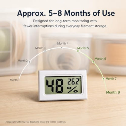 YOOPAI Mini Digital Hygrometer Thermometer 6 Pack, Humidity Monitor for 3D Printer Filament Storage Box, Filament Dry Box, Printer Enclosure and Storage Bin