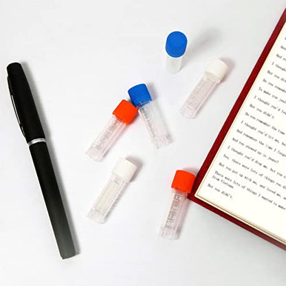 100PCS 2ml Plastic Small Vials with Screw Caps Sample Tubes Cryotubes,PP Material, Free from DNase, RNase, Human DNA - style: 2ml 100pcs