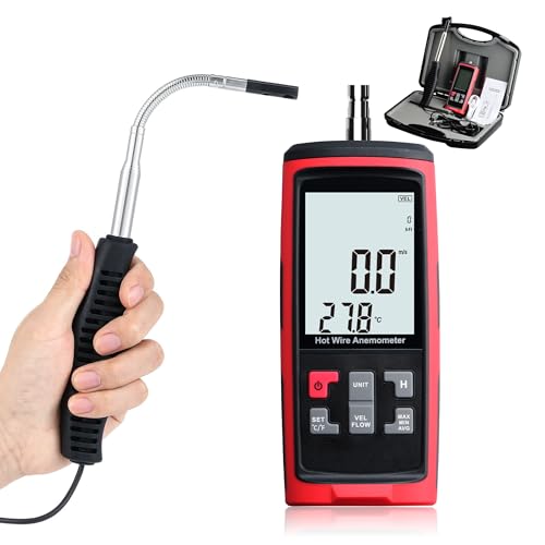 Upgraded Hotwire Anemometer Handheld Anemometer with Telescopic Probe Wind Speed Meter with Software Output for Airflow Air Velocity Temperature CFM Meter Used in HVAC (Model AMF029A) - size: Model 3