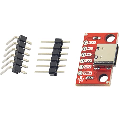 5pcs USB Type C Breakout Board Female Connector Type 6Pin 2CC 2.54mm / 0.1" Pitch with Straight Pin Header and Right Angel Pin Header - color: USB C Breakout 2 CC Pins