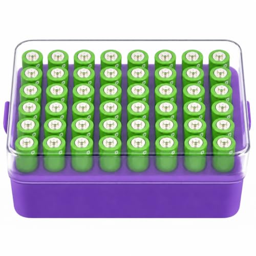 ALCYON Plastic Battery Storage Organizer for 48 AA Batteries - color: Purple, size: Large 48+AA Batteries