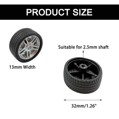12PCS Toy Wheel RC Car Rubber Tire Wheel with Round Rod Shaft Axles for RC Car Truck Robot Boat Helicopter DIY Model Toy Building Project (2.5x32mm) - style: 2.5x32mm