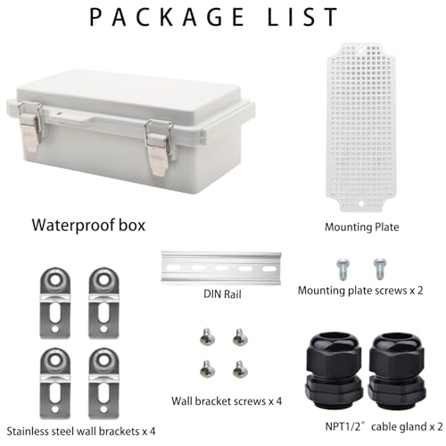 Outdoor Waterproof Electrical Box Junction Box Weatherproof IP67 ABS Plastic Enclosure Switch Router Project Box Electronics Enclosure With Mounting Plate Wall Bracket Grey 7.9" x 3.9" x 2.8" - color: Grey, size: 7.9" x 3.9" x 2.8"
