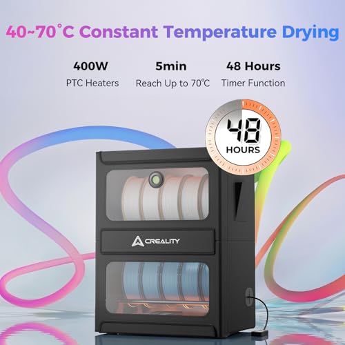 Creality 3D Printer Filament Storage, Multi-Roll Filament Dryer Storage with Heating 2-in-1, 10-roll Large Capacity Max Temeperature 70℃ Fireproof Moisture-Proof, Detachable Heating Module - color: Multi-roll Filament Dryer