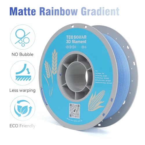 Matte Rainbow 3D Printer Filament 1.75mm,Gradient PLA 1kg - color: Matte White Blue