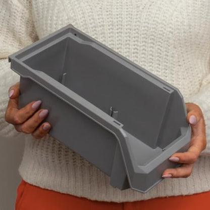 ReadySpace Medium Stackable Plastic Storage Bins, 8-Pack, Gray - color: Grey, size: Medium, 8-Pack