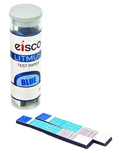 EISCO Pack of 100 Litmus Test Strips, Blue, Acid Indicator, Includes Reusable Container