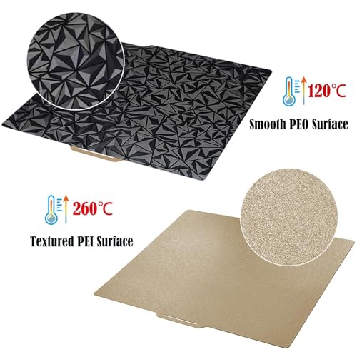BORDSTRACT Double-Sided Build Plate, PEO Diamond Pattern + PEI Spray Texture Spring Steel 235x235mm Without Soft Magnetic Base, Hot Bed Platform for K1 3D Printer - style: PEI spray + PEO diamond 235*235mm