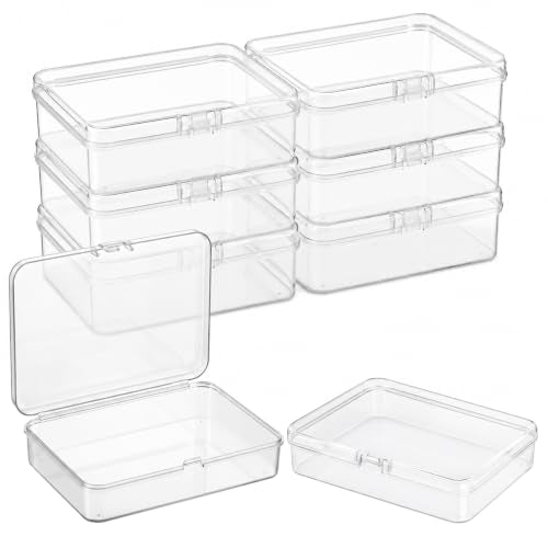 SATINIOR 8 Pcs Small Clear Plastic Container Box, 4.4×3.3×1.2in - size: 4.4×3.3×1.2in
