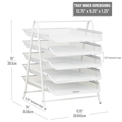 Mind Reader 5-Tier Paper Tray Organizer, White - color: White, size: 11.8" x 14" x 15"