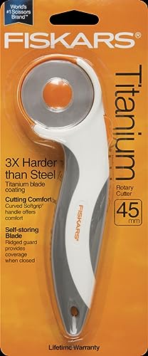 Fiskars 45mm Curved Stick Titanium Rotary Cutter for Fabric & Sewing - color: White, size: 45mm
