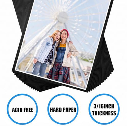 EPHECH 20Pack 12" x 16.5" Black Foam Board with 3/16" Thick Foam Core - size: BK-12" x 16.5"-20PCS