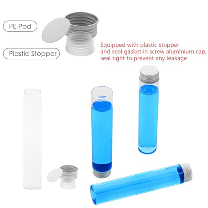 6PCS 80ml Clear Glass Flat Test Tubes with Screw Caps and Plastic Stoppers - color: with Aluminium Caps, size: 80ml
