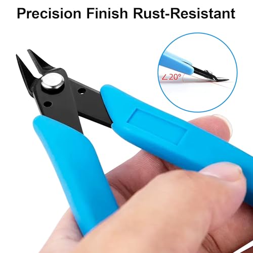 Micro Wire Cutters Precision Flush Cutter Pliers for Jewelry Making Electronics Craft 5 Inch Mini Side Cutting Nippers for Zip Ties Plastic Models and Hobby Projects Light Blue